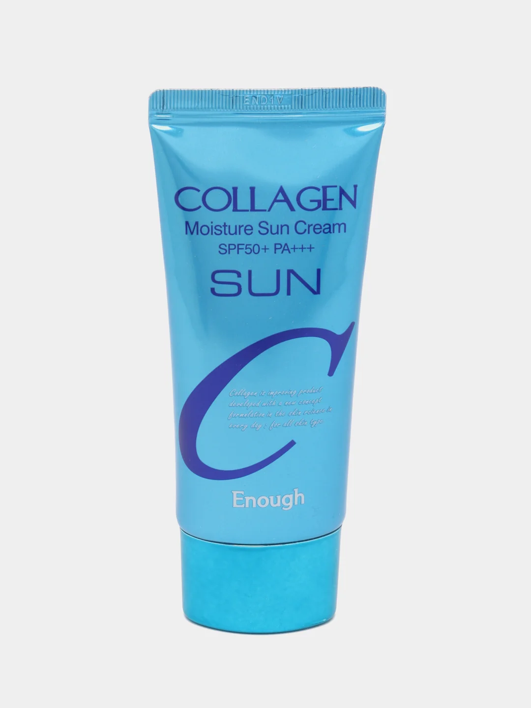 Голубой увлажняющий солнцезащитный крем с коллагеном ENOUGH Collagen SPF50+ PA+++, 50 мл от загара