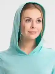 Бирюзовый платье женское домашнее с капюшоном,  хлопок