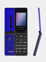 Синий мобильный телефон-раскладушка Maxvi E9