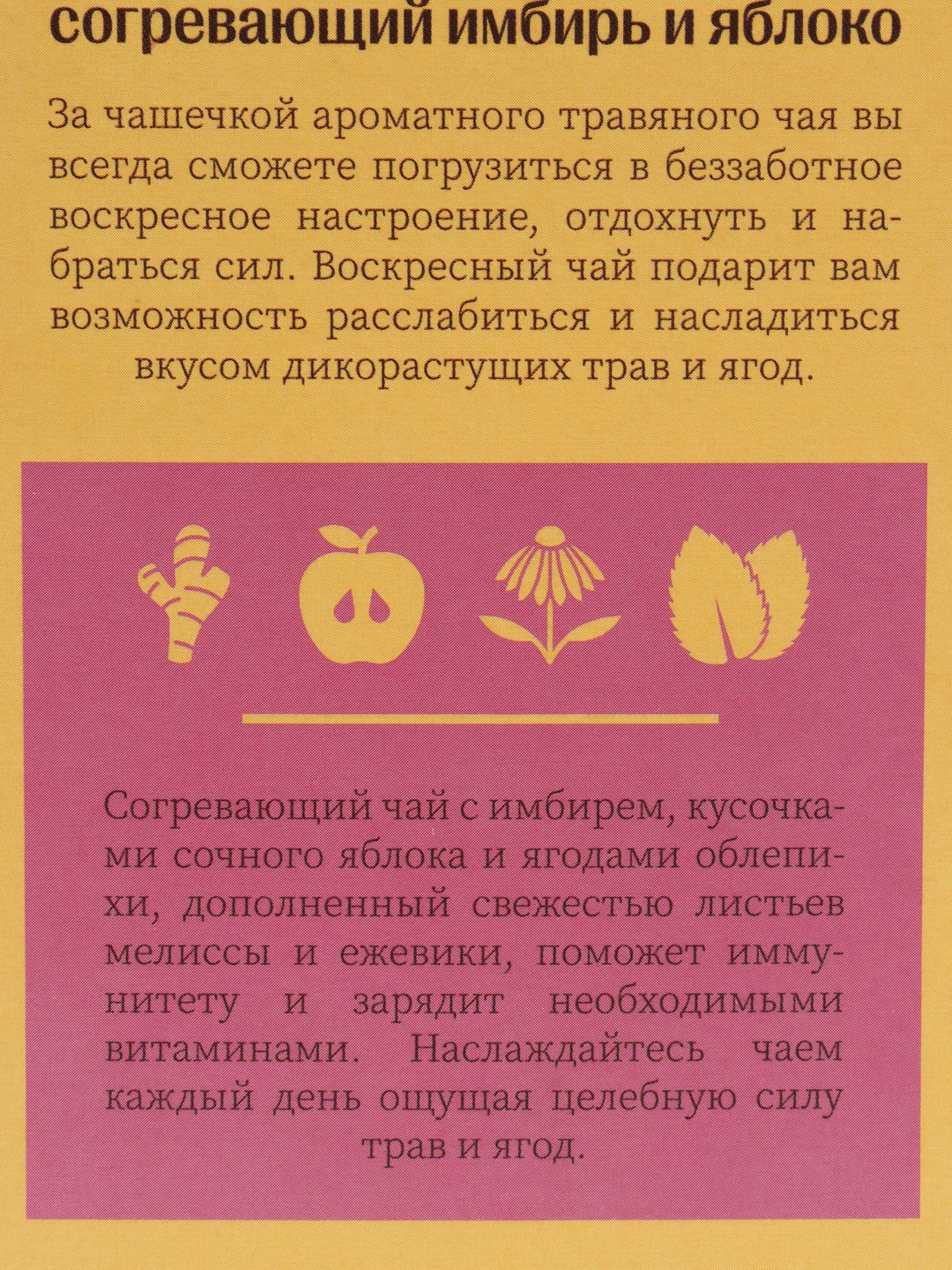 Чай травяной Biopractika Воскресный №2 Согревающий имбирь и яблоко, 50 гр