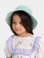 Мятный шляпа детская с сумочкой, соломенная