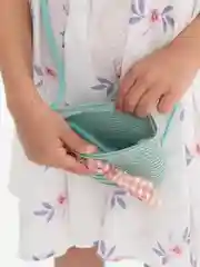 Мятный шляпа детская с сумочкой, соломенная