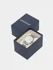 Серебряный мужские наручные часы KINGNUOS K-1856 с календарем, в подарочной упаковке