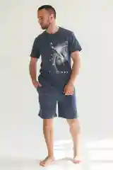 Темно-синий пижама мужская с шортами