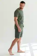 Зелёный хаки пижама мужская с шортами