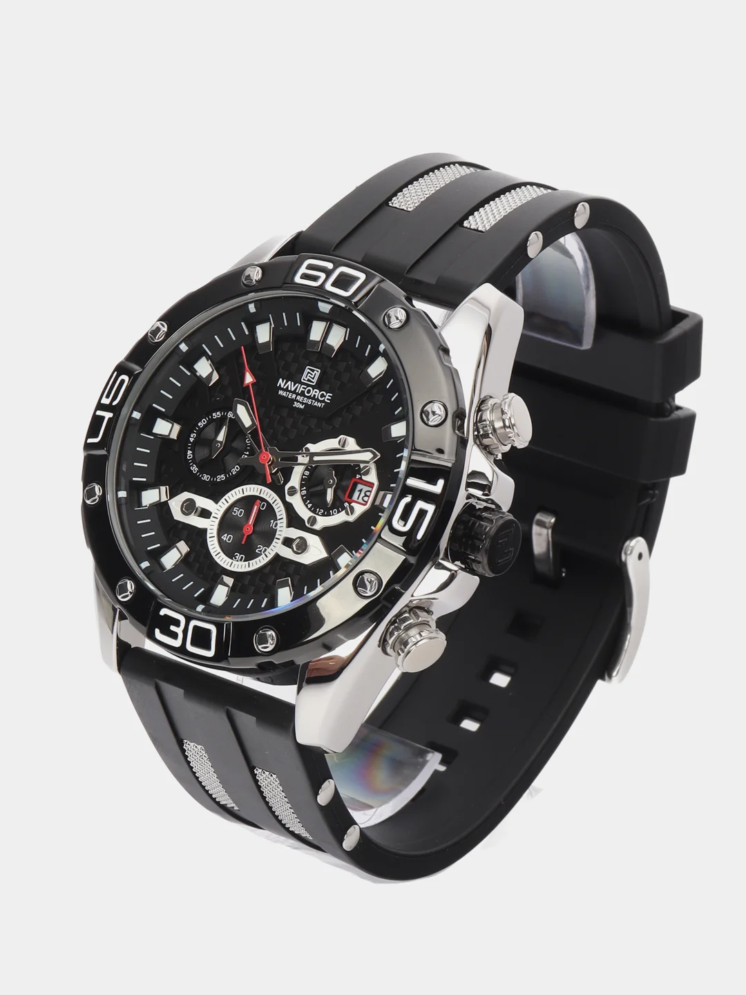 Черный мужские наручные часы Naviforce 8019T с хронографом, в подарочной упаковке