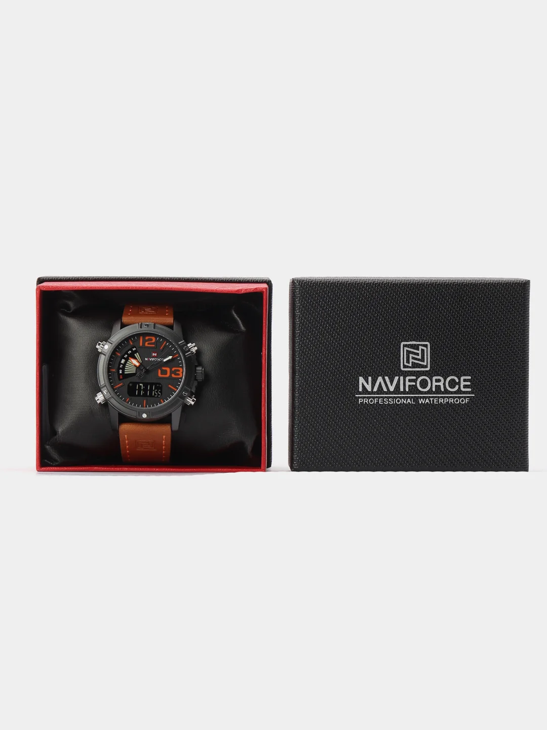 Карамельный мужские наручные часы Naviforce NF9095 с хронографом, в подарочной упаковке