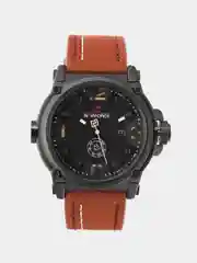 Коричневый мужские наручные часы Naviforce NF9099 с календарём, в подарочной упаковке