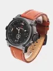 Коричневый мужские наручные часы Naviforce NF9099 с календарём, в подарочной упаковке