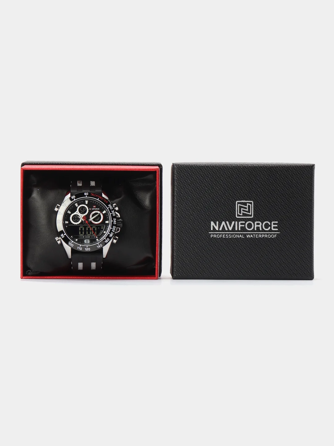 Черный мужские наручные часы Naviforce NF9188T с хронографом, в подарочной упаковке