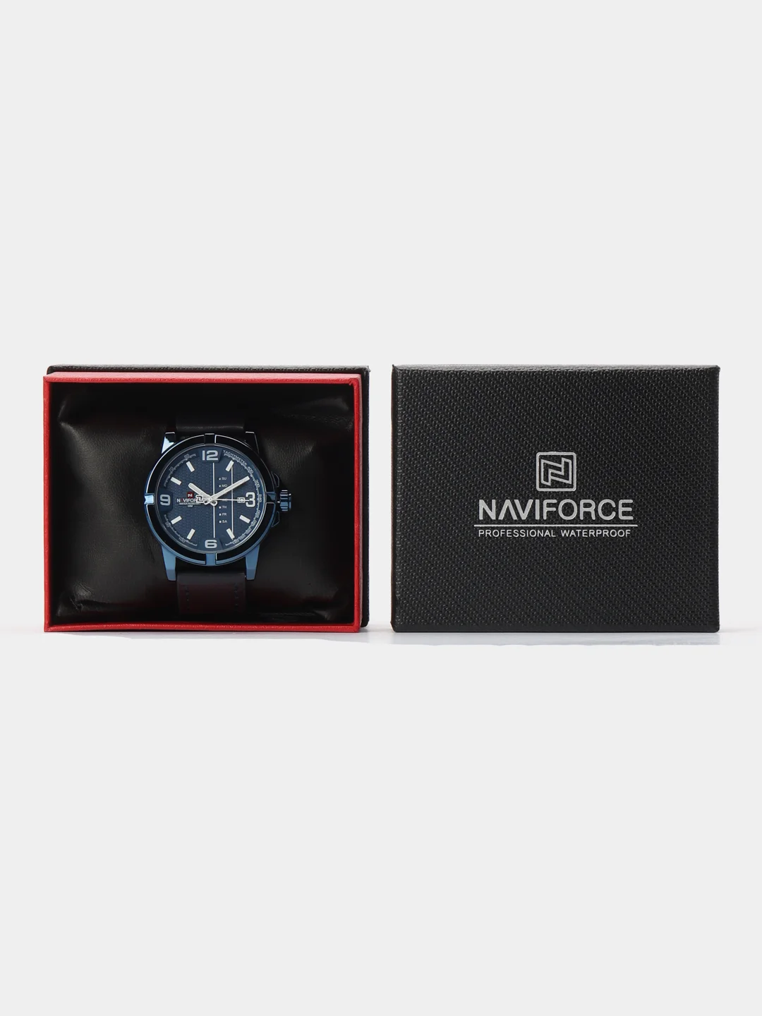 Синий мужские наручные часы Naviforce NF9177 с календарём, в подарочной упаковке