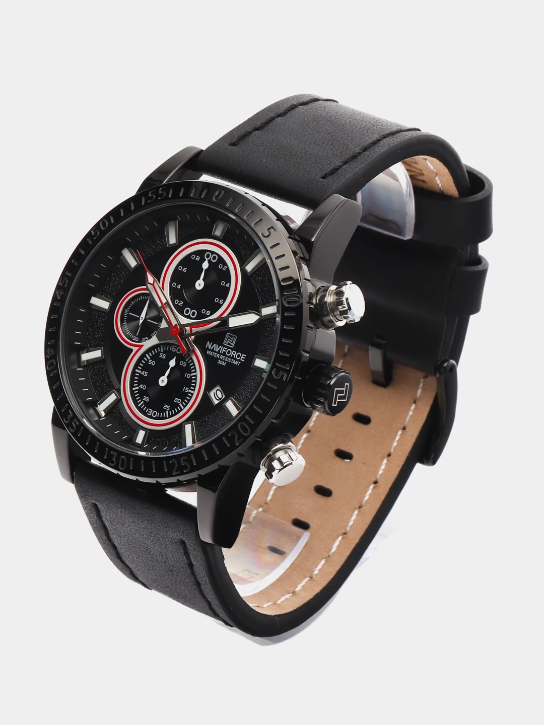 Черный мужские наручные часы Naviforce 8003 с хронографом, в подарочной упаковке