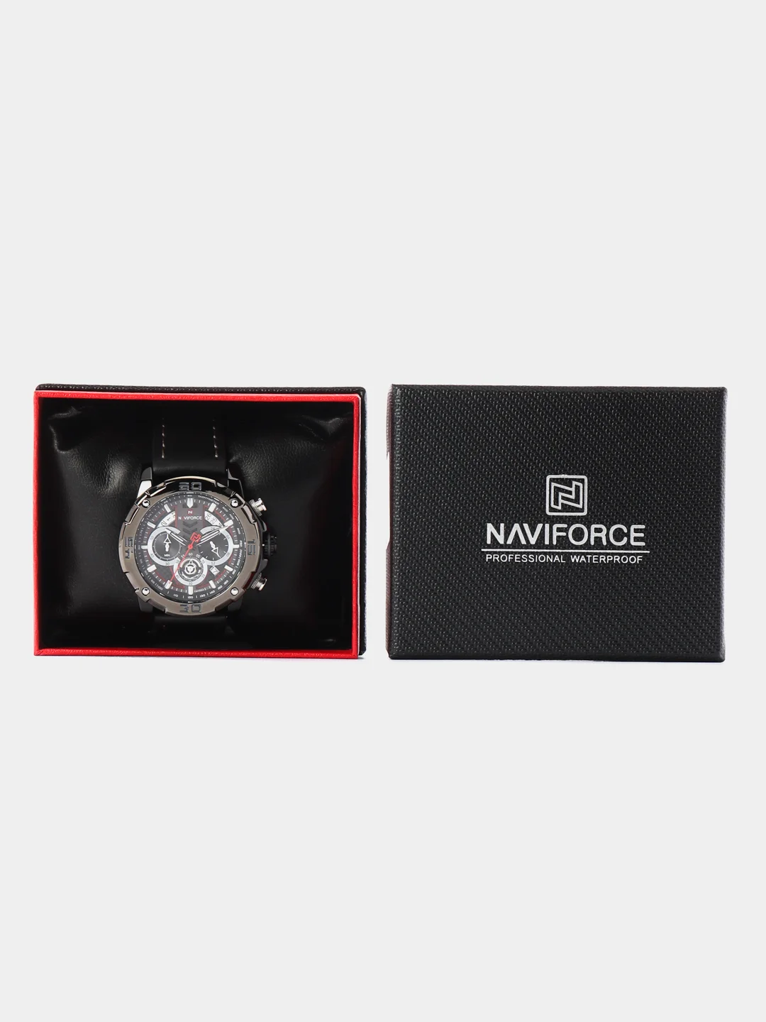 Черный мужские наручные часы Naviforce NF9175 с хронографом, в подарочной упаковке
