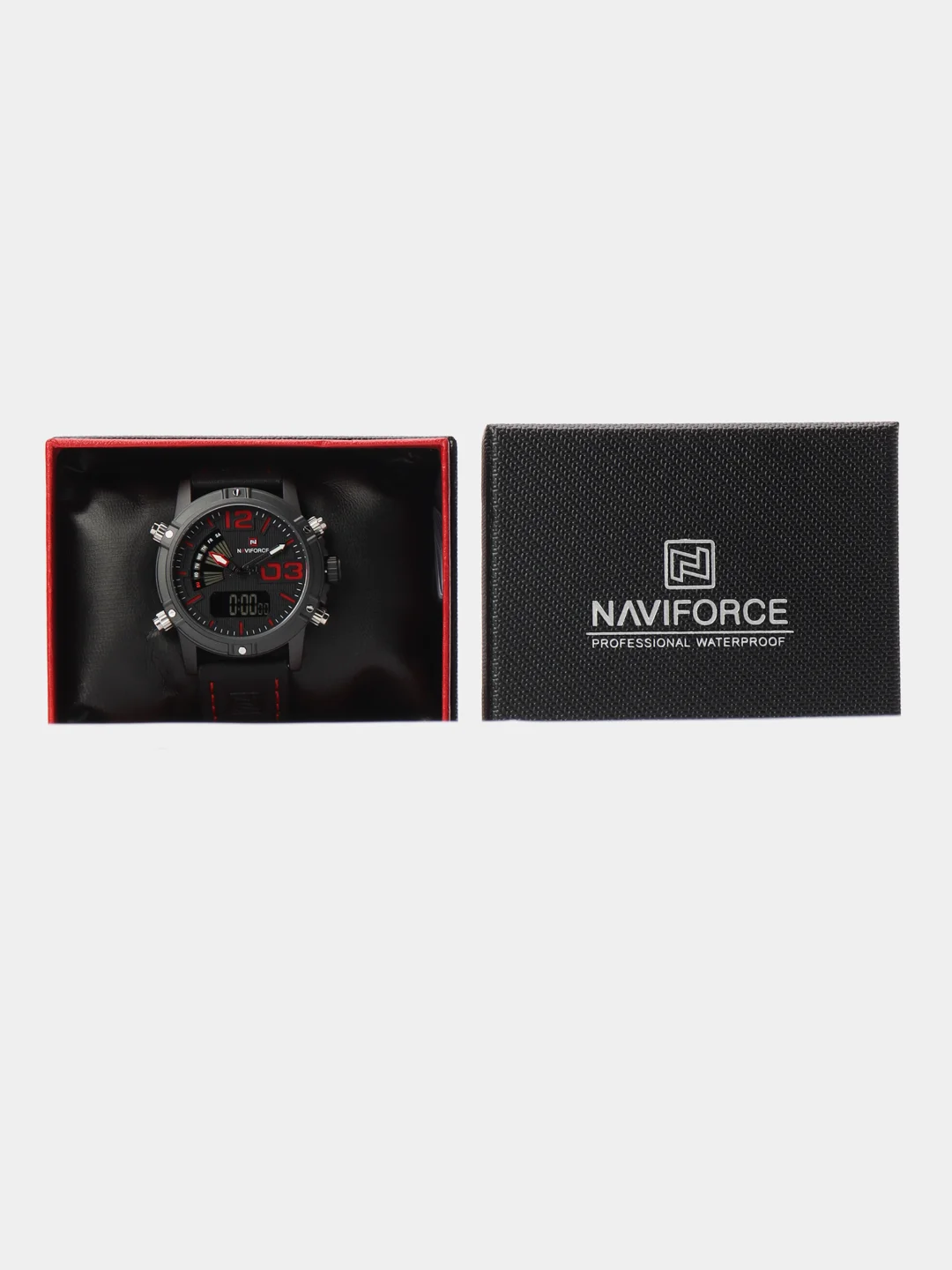 Черный мужские наручные часы Naviforce NF9095 с хронографом, в подарочной упаковке