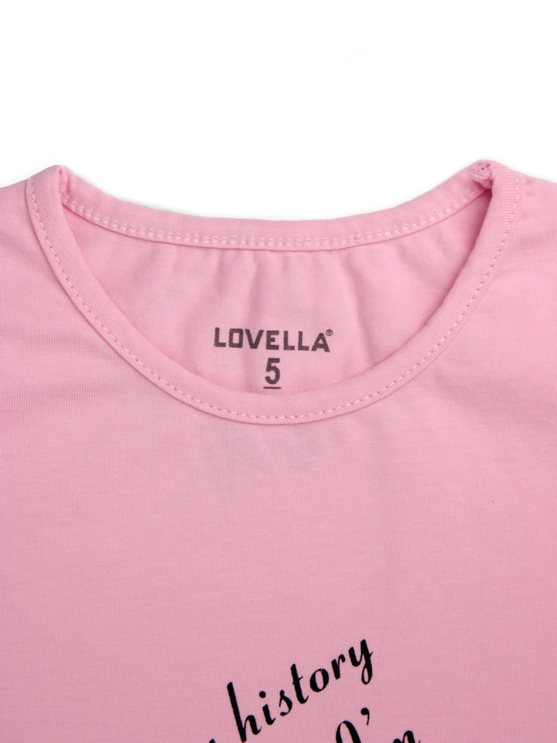 Розовый комплект детский трикотажный, для девочки, футболка и бриджи LOVELLA
