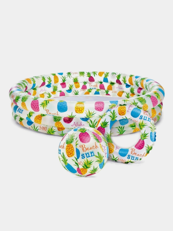 Детский надувной  бассейн с кругом и мячом Aloha! 132*28 см