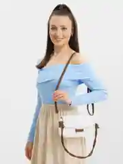 Бежевый сумка женская багет через плечо SHARMIN