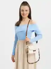 Молочный сумка женская багет через плечо SHARMIN