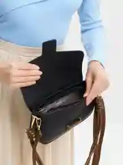 Черный сумка женская багет через плечо SHARMIN