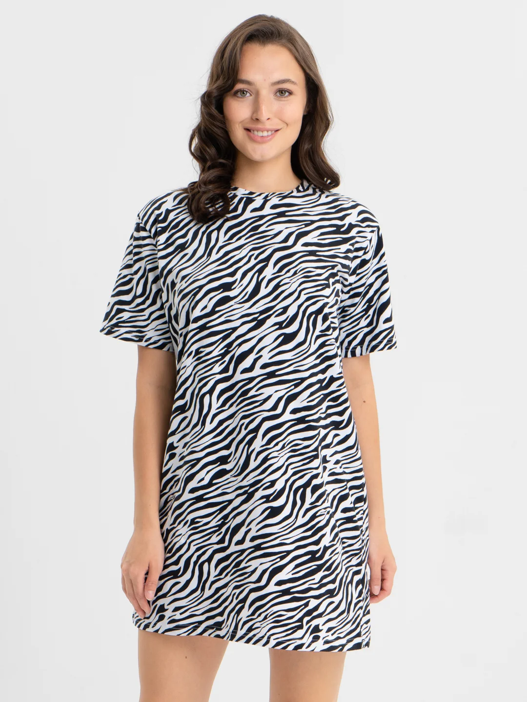 Разноцветный платье-футболка Oversize, короткая туника, большие размеры 42-60