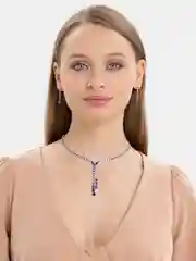 Индиго свадебный комплект украшений: колье и серьги
