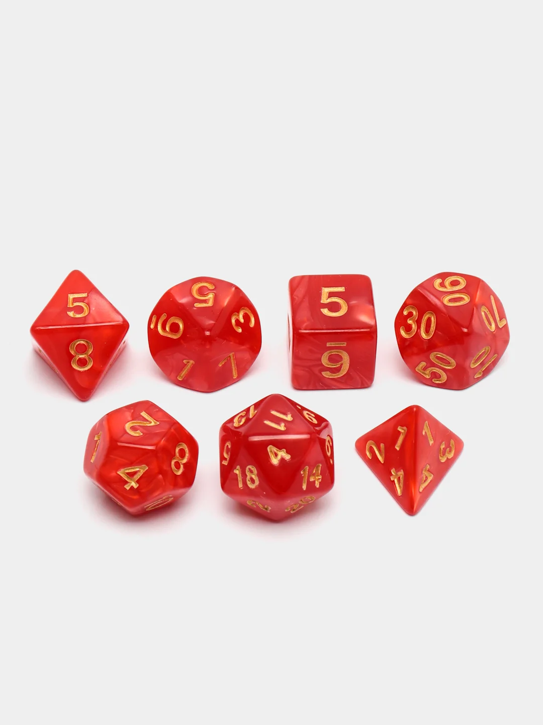 Красный игральные кости-дайсы для настольных и ролевых игр, 7 штук в наборе, Dungeons and Dragons