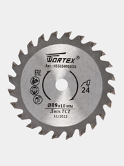 Диск пильный по дереву 89x10 мм 24 зуб. HS S024 W, WORTEX