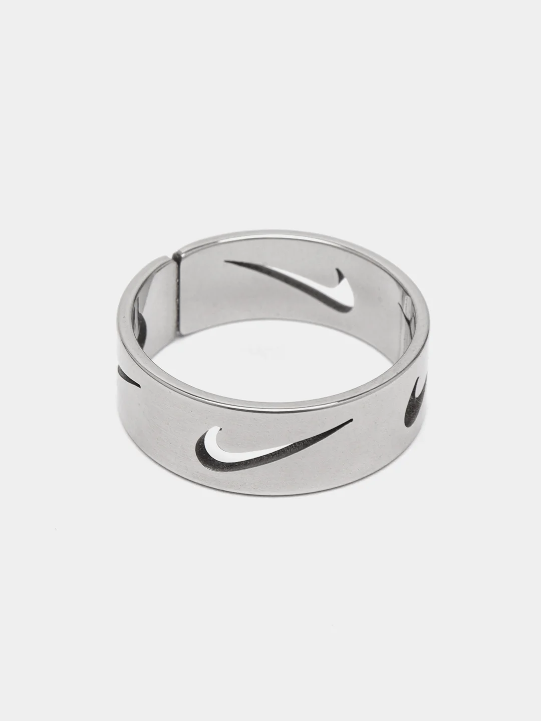 Серебряный кольцо с логотипом "Nike", унисекс, регулируемое, 17 мм