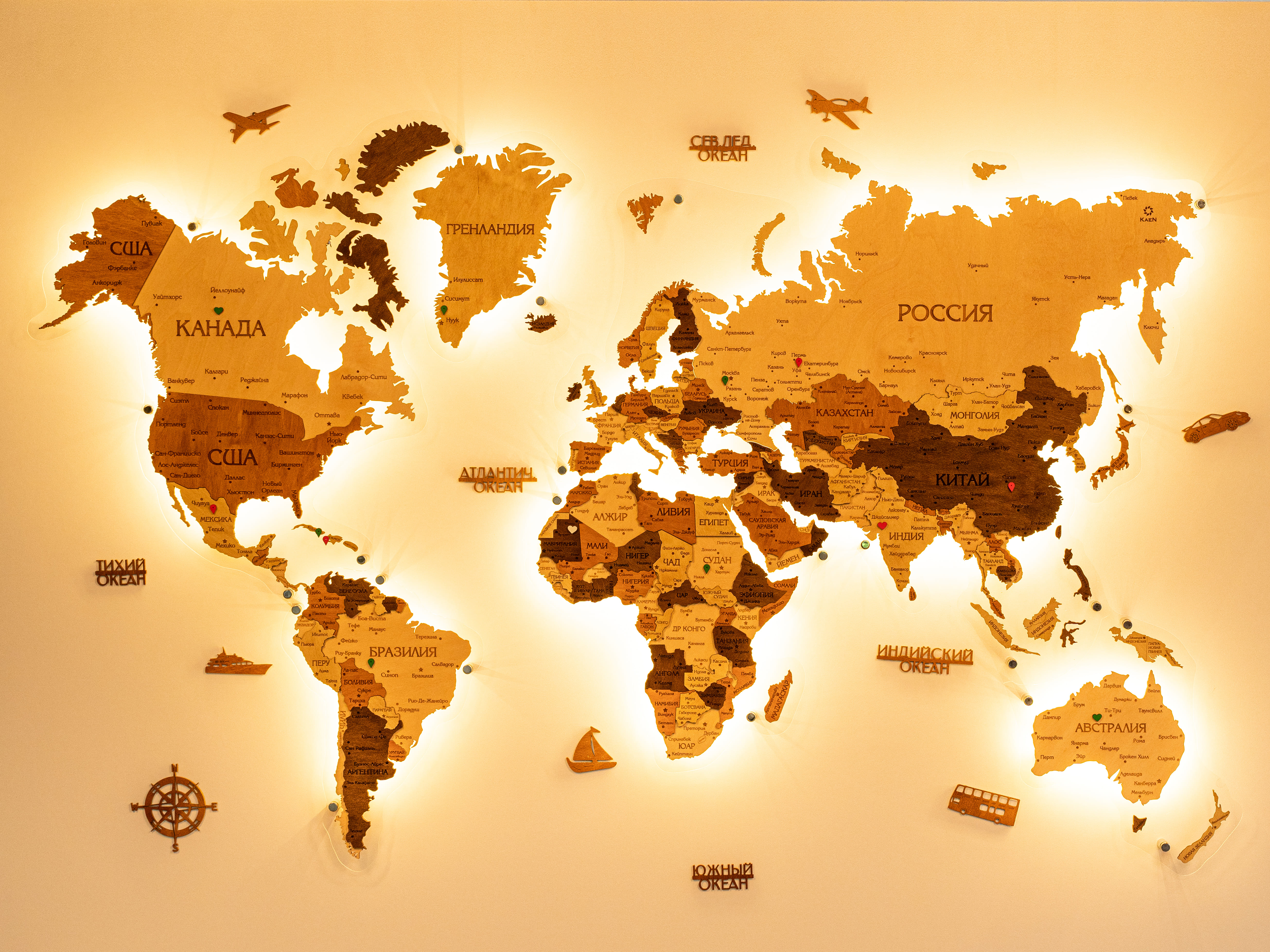 Карта мира из дерева с подсветкой и прозрачной подложкой купить по цене20400 ₽ в интернет-магазине KazanExpress