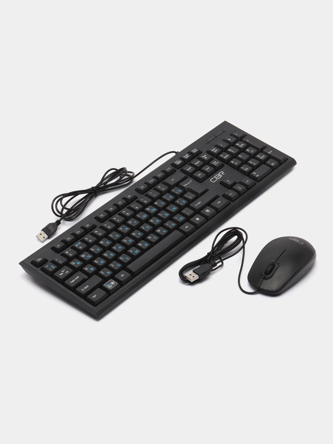 Черный офисный набор CBR KB SET 711 Carbon: клавиатура и компьютерная мышь