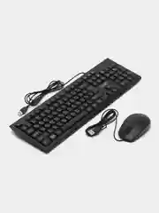Черный офисный набор CBR KB SET 711 Carbon: клавиатура и компьютерная мышь