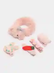 Розовый заколки и резинки для девочек