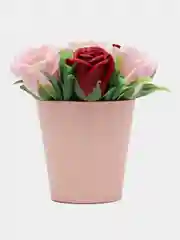 Кораллово-розовый букет из вспененного мыла ручной работы, подарок учителю,коллеге ,подарочный набор"Розы"