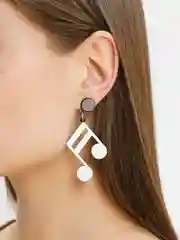 Серьги "Ноты", цвет белый