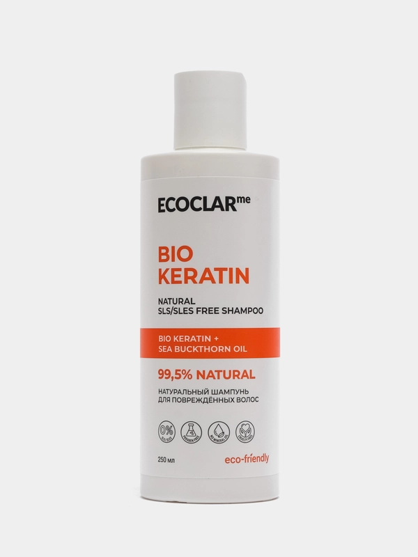 ECOCLARme / Натуральный шампунь BIO KERATIN для повреждённых волос, 250 мл