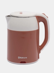 Чайник электрический Sakura SA-2168WBR, бело-молочный шоколад, двухслойный, 1.8 л