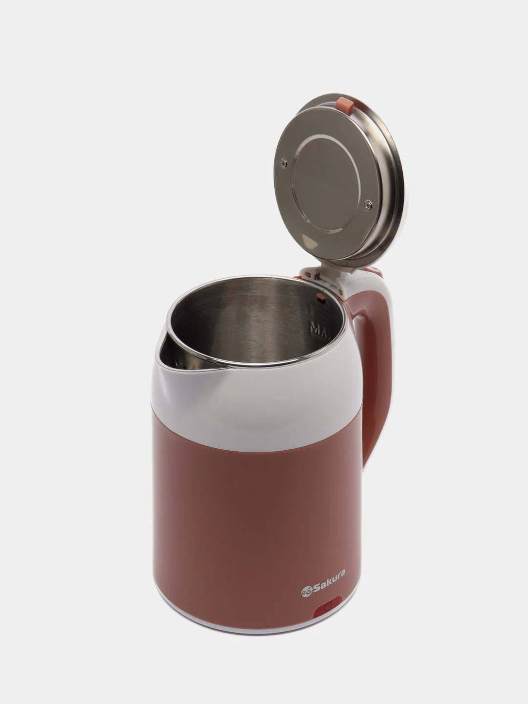 Чайник электрический Sakura SA-2168WBR, бело-молочный шоколад, двухслойный, 1.8 л