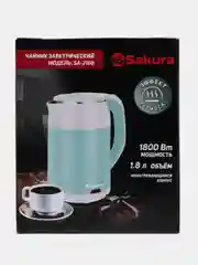 Чайник электрический Sakura SA-2168WBR, бело-молочный шоколад, двухслойный, 1.8 л
