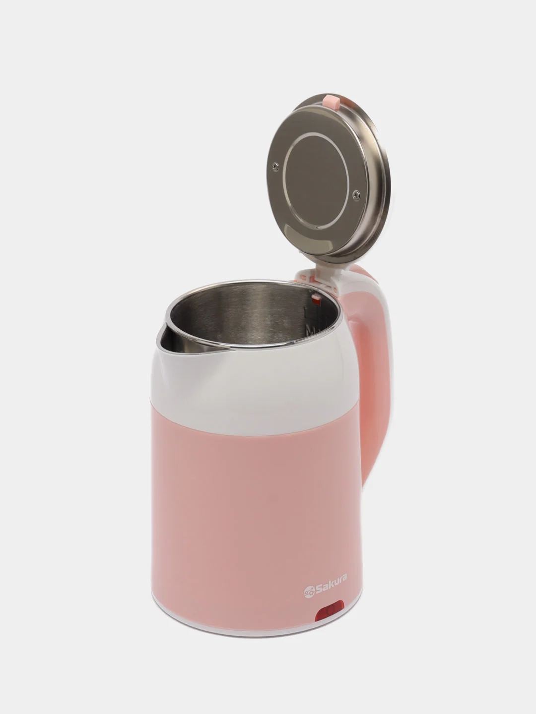 Чайник электрический Sakura SA-2168WP, бело-розовый, двухслойный, 1.8 л