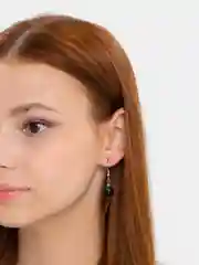 Черный серьги с натуральными камнями Агат, Аметист, Аквамарин