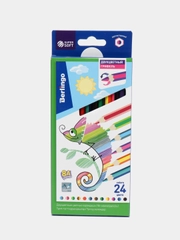 Карандаши цветные BERLINGO SuperSoft 24 цвета, с двухцветным грифелем