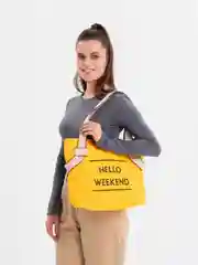 Желтый сумка летняя Weekend, легкая, холщовая, с принтом