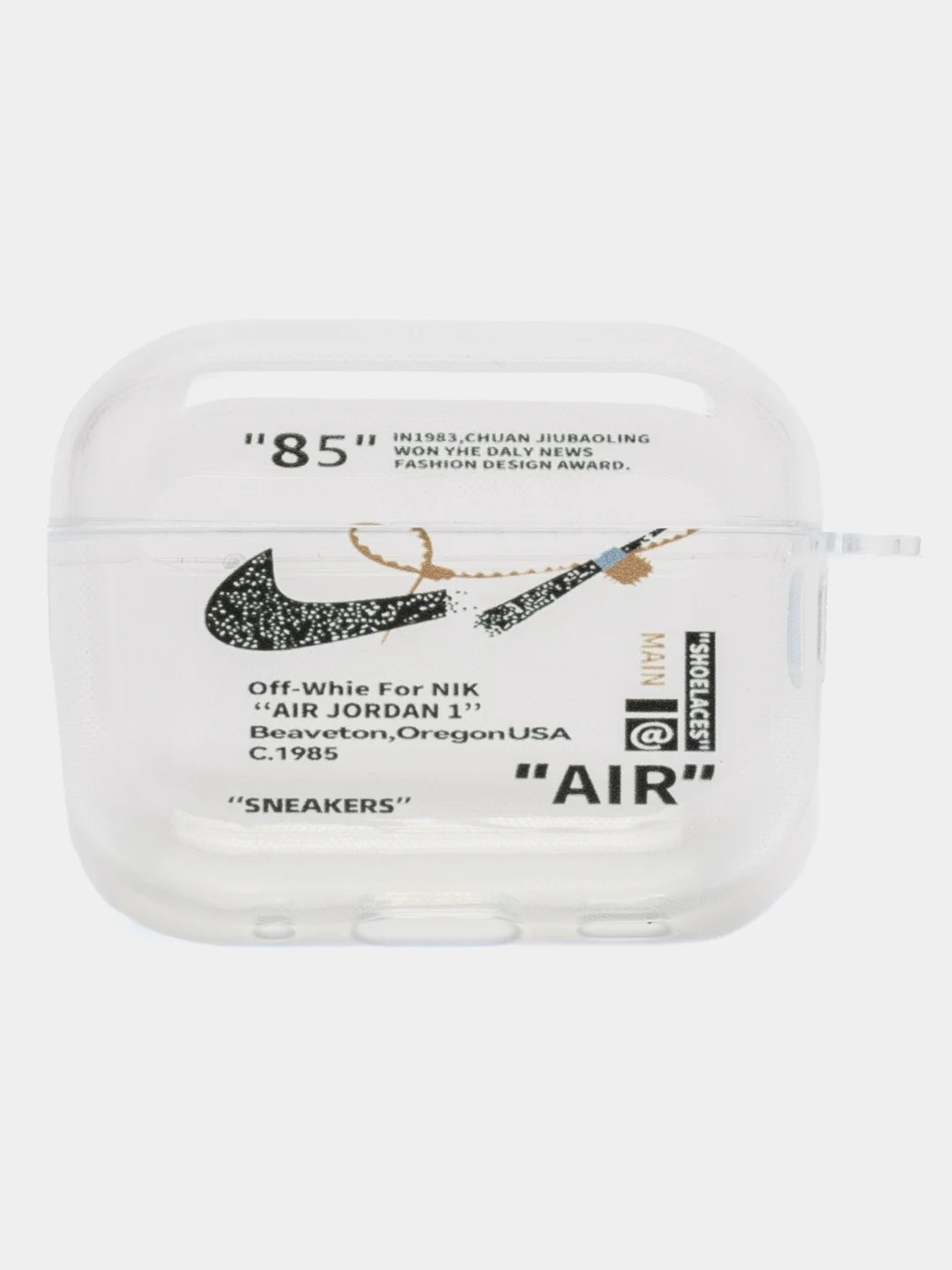 Молочный чехол наушники airpods pro, чехол airpods pro 2, чехол airpods 3, прозрачный, c логотипом nike
