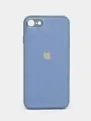 Небесно-голубой чехол для iPhone, силиконовый, со стеклянной панелью