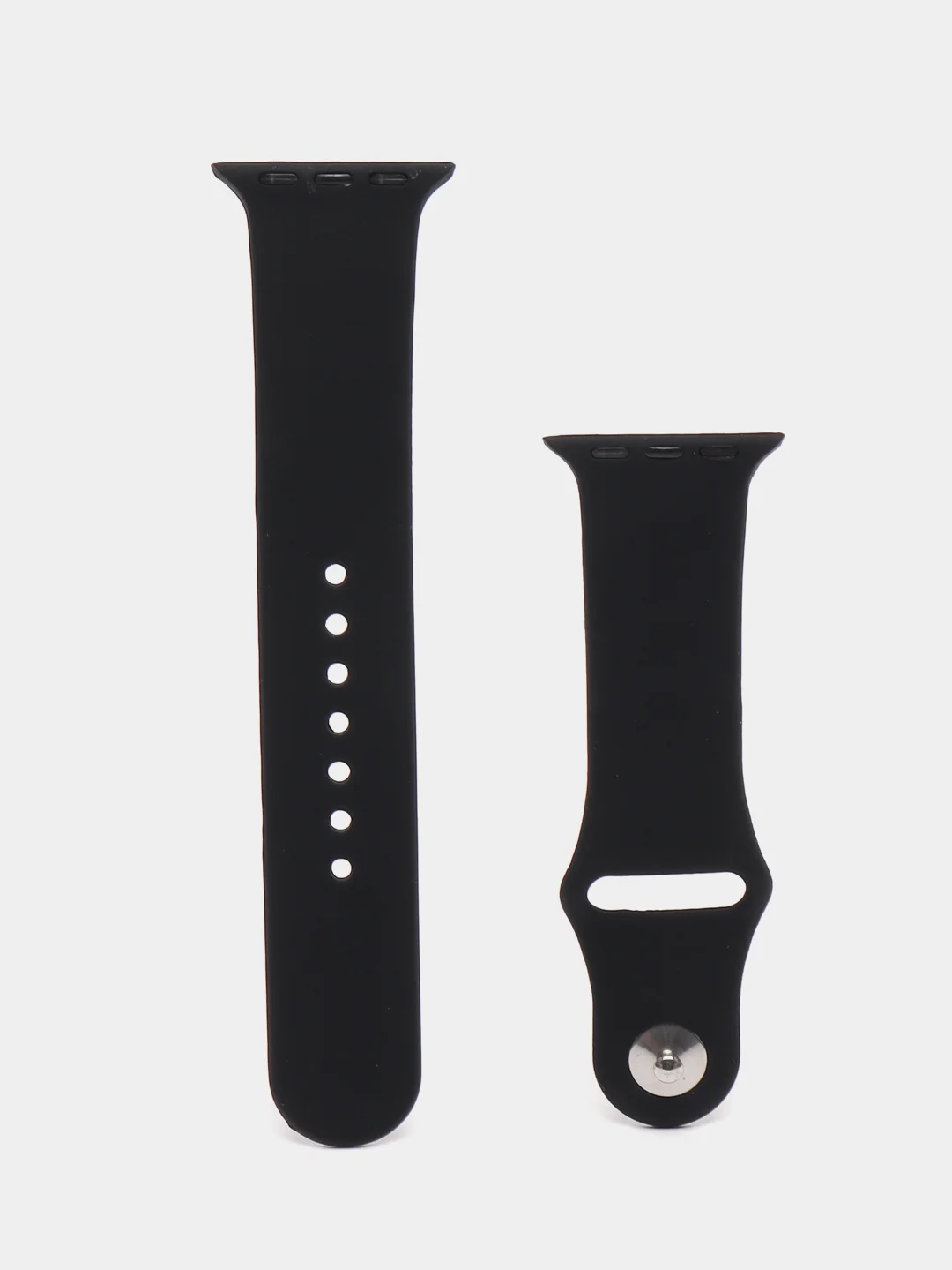 Черный ремешок для Apple Watch 3, 4, 5, 6, SE, 7, 8, ultra, силиконовый