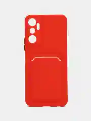 Силиконовый чехол Infinix HOT 20 4G Инфиникс Хот 20 4 Джи, с карманом для карт, прозрачный