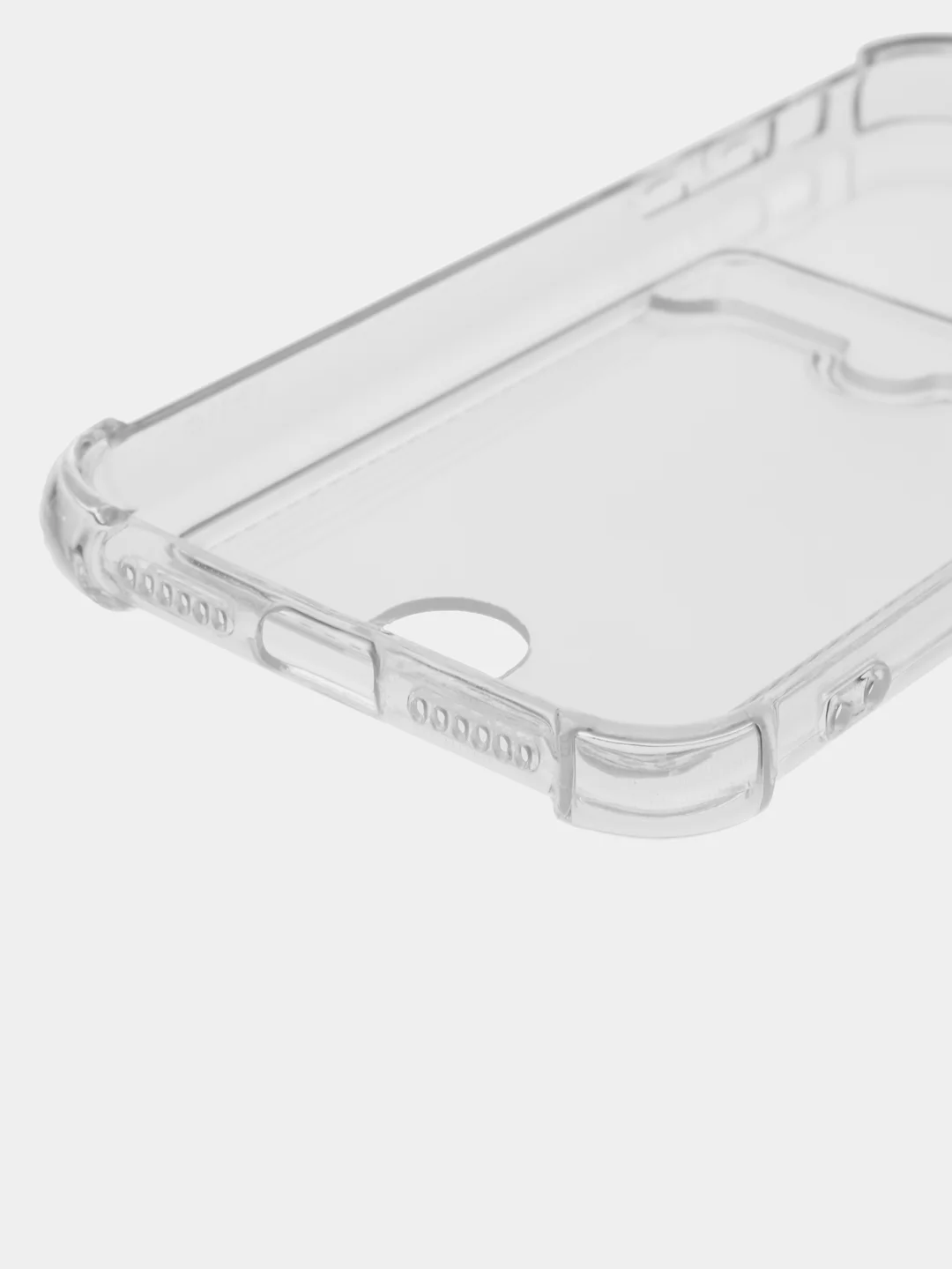 Прозрачный чехол для iPhone (Айфон) 11, 12, 13, 14, XR, 7, 8, Plus, Pro Max, с картхолдером, силиконовый
