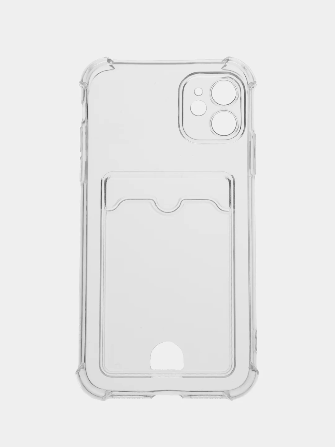 Прозрачный чехол для iPhone (Айфон) 11, 12, 13, 14, XR, 7, 8, Plus, Pro Max, с картхолдером, силиконовый