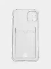 Прозрачный чехол для iPhone (Айфон) 11, 12, 13, 14, XR, 7, 8, Plus, Pro Max, с картхолдером, силиконовый