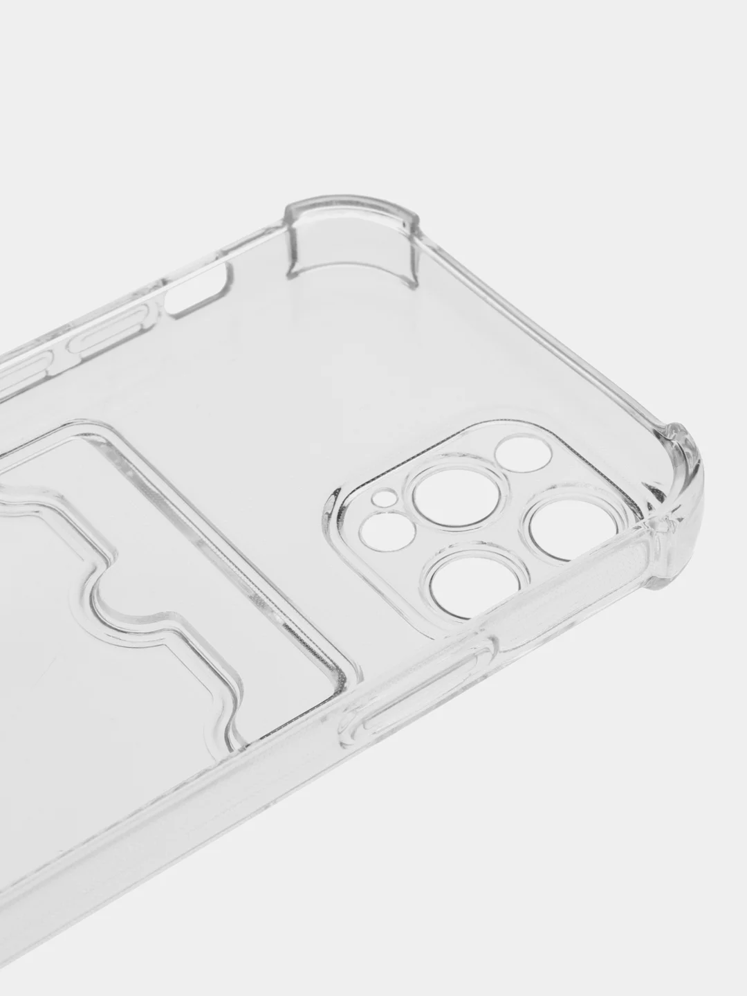 Прозрачный чехол для iPhone (Айфон) 11, 12, 13, 14, XR, 7, 8, Plus, Pro Max, с картхолдером, силиконовый